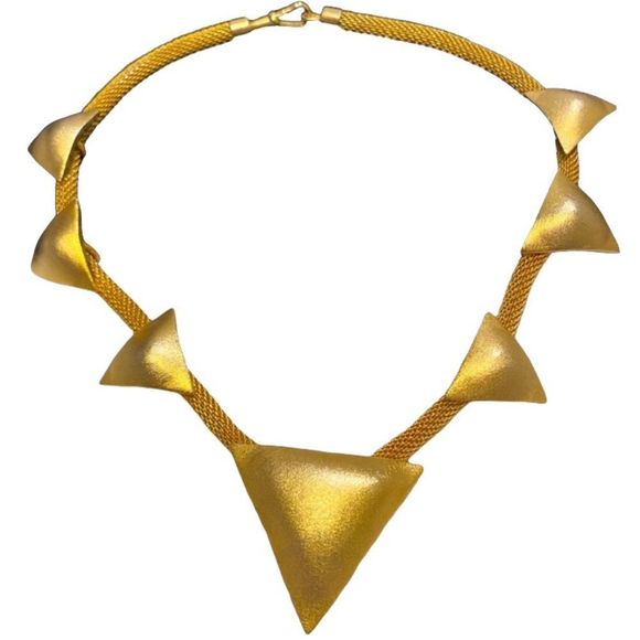 Vintage Robin Kahn Abstract Gold Necklace - Picture 1 of 15
